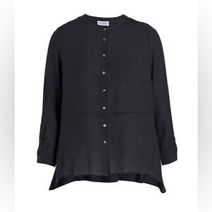 NWT! HARSHMAN | Ornella Draped Button-Front Tunic Blouse | Dark Navy | S